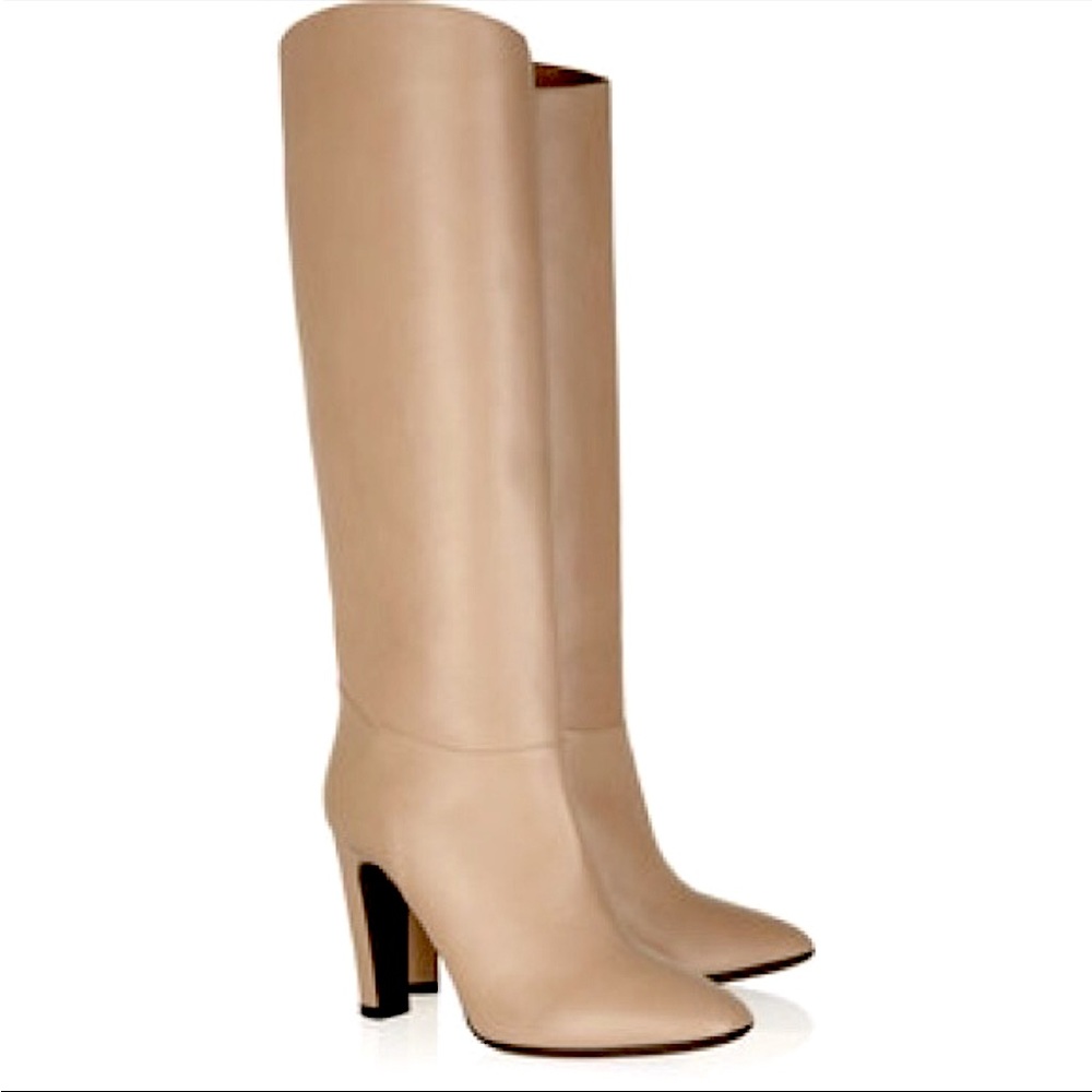 Valentino Nude Leather High Heel Tall Boots 38